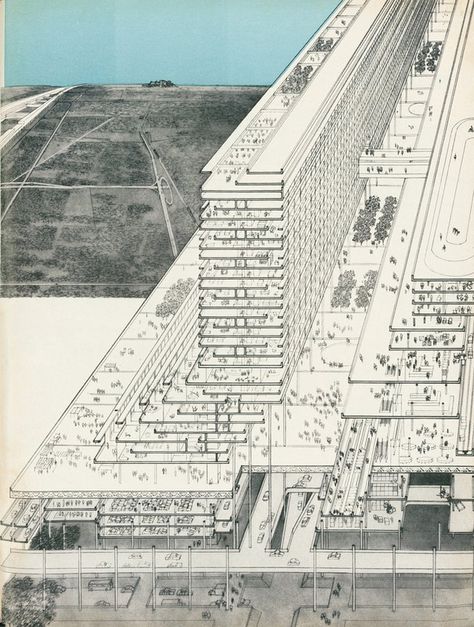 Instead of Vertical Cities, should we be thinking about Linear Cities? : TreeHugger Peter Eisenman, Vertical City, Large Building, Michael Graves, Architecture Graphics, Architectural Section, Architectural Drawing, Diagram Architecture, Model Drawing