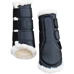 **Remember to measure for the perfect fit.** Gatsby Synthetic Faux Sheepskin Horse Boots offer easy and stylish leg protection for your mane man. These boots feature a traditional design combined with easy-care materials for a look that is classic yet effortless. The synthetic outer shell comes with three hook and loop closures and is lined in plush, synthetic sheepskin for a soft touch on your horse's delicate bones and tendons. Best of all, these boots are machine washable for easy cleanups an Horse Equipment, Brushing Boots, Wrap Boots, Horse Gear, Horse Accessories, Horse Boots, Black Horse, Equestrian Style, Horse Tack