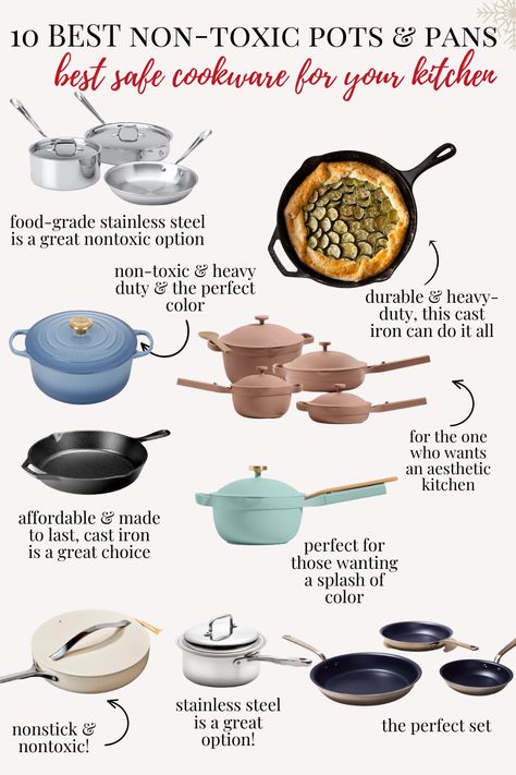 non-toxic pots and pans Best Kitchen Pots And Pans, Cooking Pots And Pans Cookware Set, Cute Cooking Pots And Pans, Oven Safe Cookware, Nice Pots And Pans, Pan Sets Cooking, Healthy Cookware Products, Cute Pots And Pans Aesthetic, Best Pots And Pans Cookware Set Nonstick