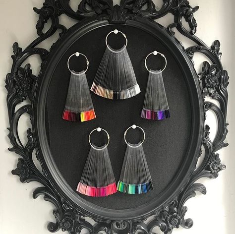 Nail Salon Display Ideas, Nail Tech Room Ideas Black, Nail Salon Display, Nail Room Inspo Black, Nail Salon Color Swatches, Dark Nail Salon Decor, Nail Color Display Ideas, Nail Pop Up Shop Ideas, Goth Nail Salon Decor