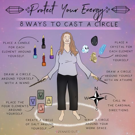 protect your energy // 8 ways to cast a circle // how to cast a circle // ritual practice // ways to cast a circle // witchcraft Botany For Beginners, Eggshells In Witchcraft, How To Become A Witch, Coven Spells, Paganism For Beginners, Libra Witch, Cast A Circle, Witch Knowledge, Witchy Ideas