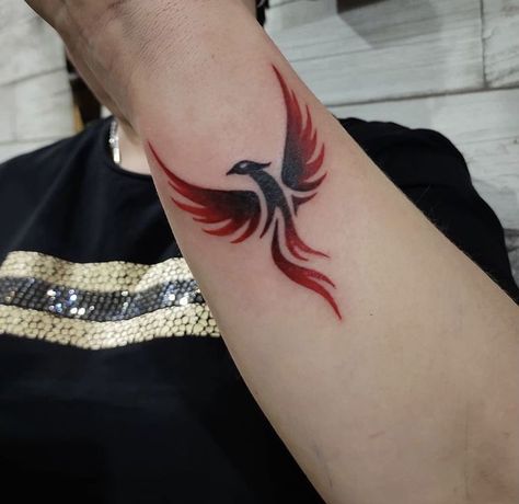 Phoenix Tattoo On Wrist, Phoenix Wrist Tattoo, Phoenix Tattoo Fire, Cherry Blossom Tattoo Behind Ear, Small Phoenix Tattoos For Women, Tattoo Garter, Beginning Tattoo, Tattoo Cherry Blossom, Tattoo Guitar