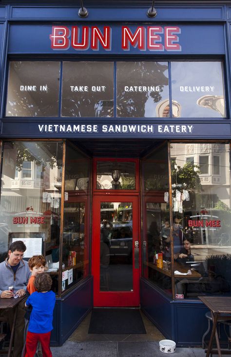 USA SF Pacific Heights mb Restaurant Facade, Vietnamese Sandwich, Restaurant Signage, Restaurant Exterior, Storefront Design, Exterior Signage, Hal Decor, Vietnamese Restaurant, Shop Front Signage