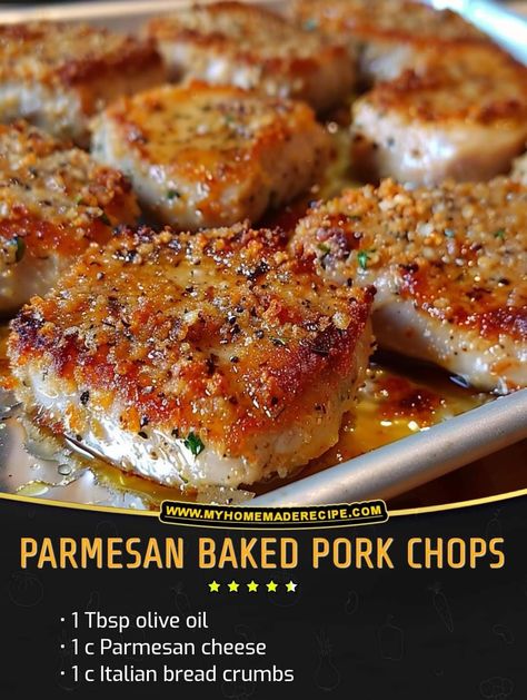 Parmesan Baked Pork Chops, Mini Crockpot Recipes, Italian Bread Crumbs, Boneless Pork Chop Recipes, Parmesan Pork Chops, Pork Chop Recipes Baked, Boneless Pork Chops, Baked Pork, Baked Pork Chops