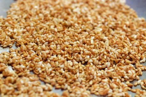 Lightly Toasted Sesame Seeds Far Toasted Sesame Seeds, Sesame Seeds, Frying Pan, Frying, Snack Recipes, Toast, Seeds, Snacks