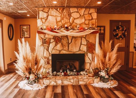 Boho Wedding Fireplace Decorations, Fireplace Wedding Backdrop, Boho Mantel Decor, Wedding Fireplace Decorations, Mantel Inspiration, Wedding Fireplace, Fireplace Decorations, Boho Backdrop, Fireplace Mantle Decor