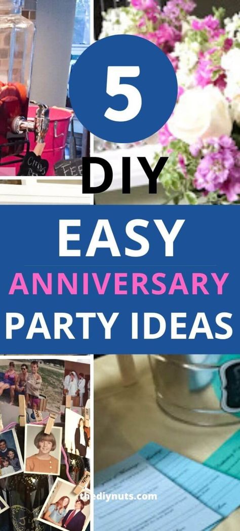 Wedding Anniversary Party Ideas: Inexpensive DIY Decorations - The DIY Nuts 20 Anniversary Party Ideas, 70 Anniversary Party Ideas, Outside Anniversary Party Decor, Fiftieth Anniversary Party Ideas, 70th Anniversary Party Ideas For Parents, 65 Anniversary Party Ideas, 40th Anniversary Decoration Ideas, 45 Year Anniversary Party Ideas, Surprise Anniversary Party Ideas