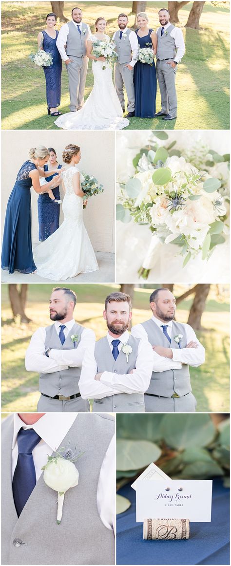 Navy Gray Wedding, Wedding Photography Ideas Bridesmaids, Navy Bouquet, Gray Groomsmen Suits, Groomsmen Grey, Best Wedding Colors, Navy Bridesmaids, Grey Bridesmaids, Grey Wedding