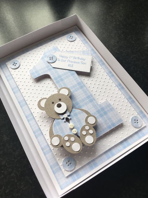 Stampin Up One Year Old Birthday Card, Handmade 1st Birthday Card, Handmade First Birthday Card, 1st Birthday Boy Cards Handmade, 1st Birthday Card Ideas, 1st Birthday Cards Handmade, Children Birthday Cards, Pinterest Birthday Cards, Baby Boy Cards Handmade