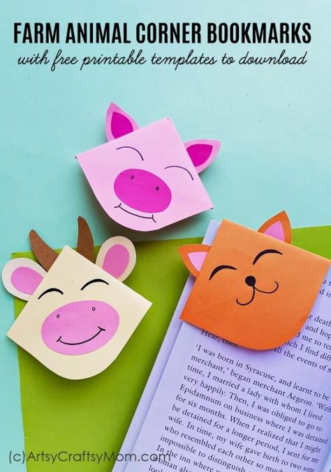 DIY Farm Animal Corner Bookmarks 1 Poppy Activities, Farm Crafts For Kids, Craft For School, Wolf Room, Farm Classroom, Animal Bookmarks, Space Crafts For Kids, Diy Rocket, Pig Crafts