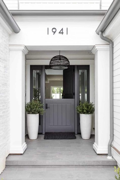 Tour a beautiful California home inspired by a Pennsylvania Dutch style Outdoor Pendant Lighting Porch Front Door, Exterior Pendant Light, House Number Ideas, Exterior Pendant Lights, Modern Front Porch Ideas, Small Porch Ideas, Modern Front Porches, Exterior Landscaping, Lighting Exterior