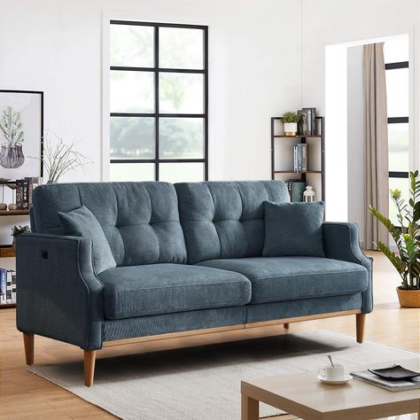 Sofa For Small Spaces, Blue Loveseat, Living Room Small Apartment, Small Apartment Sofa, Compact Sofa, Couch For Living Room, Sofa Blue, Compact Sofas, Small Couch