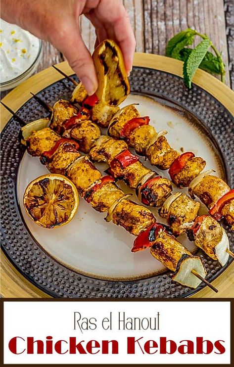 Moroccan Chicken Kebab, Ras Al Hanout Recipes, Rad El Hanout Recipes, Ras El Hanout Chicken Recipe, Recipes With Ras El Hanout, Ras El Hanout Recipe Dishes, Moroccan Kebab, Morocco Recipes, Ras El Hanout Recipe