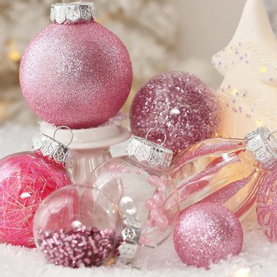 SIZE AND QUANTITY: The size of Christmas ornament set is 6.3 * 6.3 * 8.3inch / 16 * 16 * 21cm, which is suitable for the decoration of most Christmas trees. 32pcs, a variety of style combinations, EASY TO USE: Each Christmas ball decoration is equipped with a root rope, so that you can easily hang from the top to the bottom of the Christmas tree to cover the appearance of the whole Christmas tree, so as to let you have a happy holiday. EXCELLENT QUALITY: These are made of durable high-quality pl Pink Disco Christmas Tree, Pink Christmas Tree Ornaments, Pink Christmas Centerpieces, Pink Xmas Decorations, Pink Christmas Tree Ideas, Pink Christmas Tree Decorations, Pink Ornaments, Fancy Christmas Ornaments, Fancy Christmas