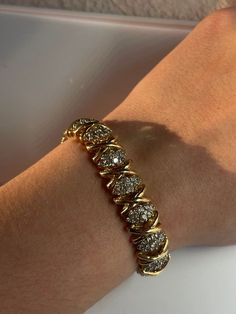 Vintage Gold Diamond Bracelet, Chained Bracelet, Simple Jewelry Earrings, Gold And Diamond Bracelet, Vintage Gold Bracelet, Meaningful Symbols, 1980s Jewelry, Dope Jewelry Accessories, Faberge Jewelry