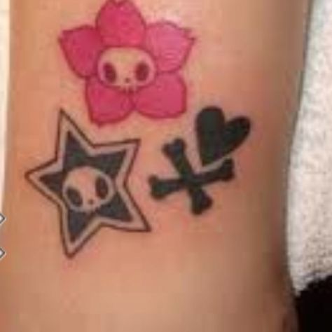 Tokidoki tatts Tokidoki Tattoo, Emo Tattoos, Funky Tattoos, Cute Tats, Sick Tattoo, Star Tattoo, Cute Little Tattoos, Poke Tattoo, Aesthetic Tattoo