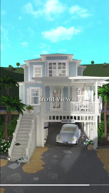 Barndominium Layout, Coastal House Exterior, Beach House Layout, Cottage Core Bloxburg House, Small Summer House, Beachy House, Bloxburg Beach House, Beach House Flooring, Beach House Room