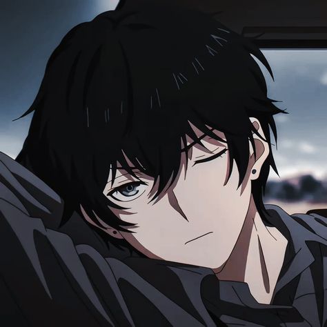 Boy Anime Eyes, Pfp Black Hair, Anime Pfp Black, Profile Boy, Black Anime Pfp, Black Haired Anime Boy, Black Hair Anime Guy, Guys With Black Hair, Blue Hair Anime Boy