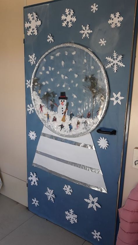 Owl Be Home For Christmas Classroom Door, Decorated Office Doors For Christmas, 3d Classroom Christmas Door, Christmas Door Decorations For Hospital, Elaborate Christmas Door Decorations, Snow Globe Door Decorations For School, Christmas Decor Ideas Office Door, Winter Bible Class Bulletin Board, Decorated Classroom Doors For Christmas