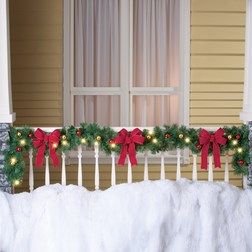 Apartment Patio Christmas Decor, Lighted Christmas Garland, Pre Lit Garland, Christmas Lights Garland, Christmas Decorations Garland, Fence Decor, Seasonal Decorations, Collections Etc, Solar Powered Lights