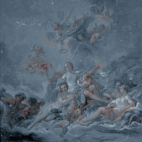 Renesance Art Aesthetic, Ancient Greece Aesthetic, Greek Paintings, Goddess Aesthetic, Greek Blue, Baroque Painting, Rennaissance Art, Baby Blue Aesthetic, Light Blue Aesthetic