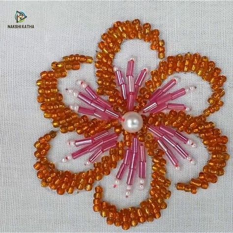 Pearl flower embroidery design [Video] | Bead embroidery tutorial, Bead embroidery patterns, Embroidery patterns Sulam Manik, Bordados Tambour, Pola Manik, Embroidery Beads, Hand Beaded Embroidery, Diy Bead Embroidery, Beads Embroidery, Bead Embroidery Tutorial, Diy Embroidery Patterns