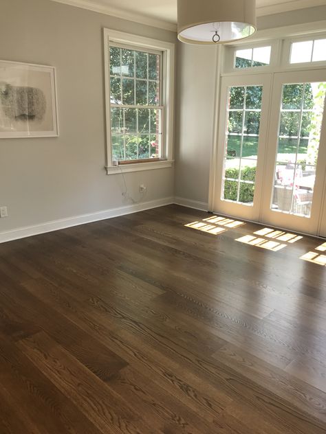 Laminent Flooring Ideas, Mocha Hardwood Floors, Wood Floor With Dark Furniture, Dark Tile Wood Flooring, Laminate Wood Flooring Dark, Dark Wood Stained Floors, Rich Wood Floors, Dark Wood Floor Room Ideas, Living Room With Medium Wood Floors