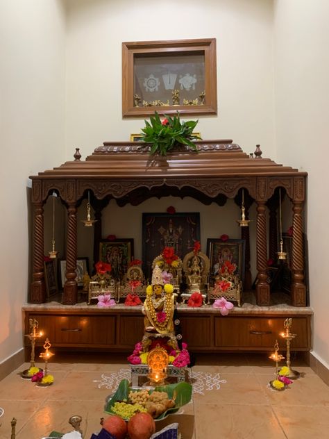 God Place At Home, Wooden Mandir Design Puja Room, देवघर Design, Wooden Temple Design For Home Indian, Wooden Pooja Mandir Designs, Wooden Mandir For Home, Mandir Ideas, Wooden Temple For Home, Mandir For Home