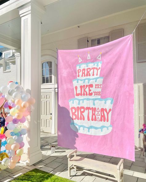 Sorority Birthday Banner, Birthday Party Bid Day, Sorority Birthday Theme, Birthday Sorority Theme, Bid Day Name Signs, Party Like It’s Your Bid Day, Sorority Banners Recruitment, Sorority Formal Banner, Party Like Its Your Bid Day