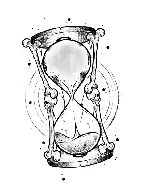 Hourglass Tattoo Designs, Hourglass Tattoo Stencil Outline, Shattered Hourglass Tattoo, Hourglass Surrealism, Skull Hourglass Drawing, Sundial Drawing, Sand Clock Drawing, Hourglass Drawings, Sand Clock Tattoo