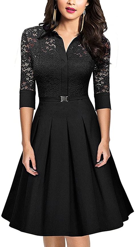 Pleated Short Dress, Womens Fashions, Lace Party Dresses, 1950s Style, Slim Dresses, 1950s Fashion, Dress Suits, Long Sleeve Lace, Swing Dress