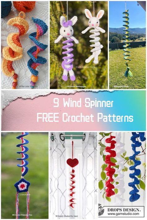 Wind spinner crochet patterns offer a delightful way to add movement, color, and personality to outdoor spaces #freecrochetpatterns Spiral Crochet Pattern, Crochet Baby Mobiles, Crochet Project Free, Spiral Crochet, Crochet Gratis, Valentines Crochet, Crochet Plant, Crochet Sunflower, Crochet Bookmarks