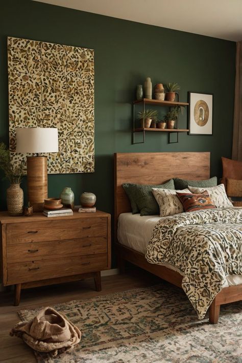 Transform your bedroom with modern design by mastering the art of incorporating patterns into your color scheme. Discover how seamlessly blend textures and hues for a stylish space.
#ad  


#Colortrend
#wallpaint2024
 #color2024
 #DIYpainting
 ##DIYhomedecor
 #Fixhome Modern Desert Bedroom Decor, Sherwin Williams Olive Grove, Modern Desert Bedroom, Dark Green Home, Content Wall, Green Bedroom Paint, Olive Green Bedrooms, Dark Boho Living Room, Tan Living Room