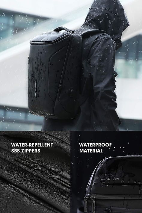 Amazon.com: Water-proof Backpack Markryden large-capacity Modern rucksack Business Bags for men with USB Charging Port for School Travel hiking Work Pack Fits 17.3, 15.6 Inch Laptopop (Black (New)): Gateway Water Proof Backpack, Backpack Inspiration, Business Bags Men, Modern Backpack, Backpack For School, Mark Ryden, Office Men, Backpack Organization, Tech Backpack