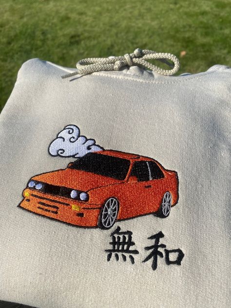 This is my BMW E-30| embroidered hoodie. with this customizable design you can create any type of color way you desire weather your going for a fall minimalist look or a clean summer vibe, whilst keeping a comfortable soft fit. this also makes a great gift idea or Christmas present for any car lover! Car Hoodies, Letter To My Boyfriend, Car Embroidery, Diy Denim Jacket, Clothes Embroidery Diy, Types Of Colours, Embroidery Hoodie, Embroidery On Clothes, Denim Diy