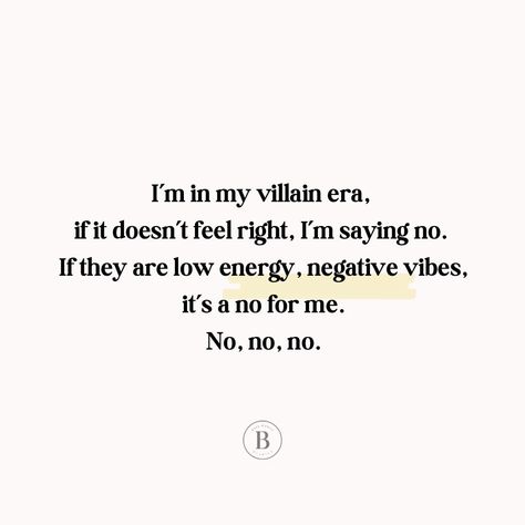 But is it really villain? Or self care? Comment below ⬇️ I’m in my villain era, if it doesn’t feel right, I’m saying no. If they are low energy, negative vibes, it’s a no for me. No, no, no. 👉👉Follow: @bosswomandiaries for more ⁠ ⁠ #motivationalquotes #femaleempowermentquotes #hustlehardgirl #quotesforwomen #girlsbuildingempires #girlbossgang #femalehustlers #womenmotivation #womeninpower #sheboss #girlsruntheworld #luxurygirl #confidence #confidentwomen #bossgirl #femaleentrepreneur... No Follow Through Quotes, In My Villain Era Quotes, I Am The Villain Quotes, Entering My Villain Era Aesthetic, Villan Era Quote, In My Villain Era, Villian Era Quote, Being The Villain Quotes, Villain Era Quotes