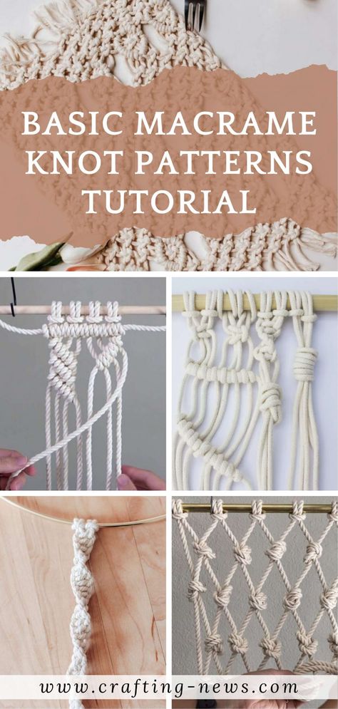 Basic Macrame, Macrame Wall Hanging Tutorial, Free Macrame Patterns, Macrame Plant Hanger Tutorial, Macrame Plant Hanger Patterns, Simple Macrame, Macrame Knots Tutorial, Macrame Knots Pattern, Diy Macrame Plant Hanger