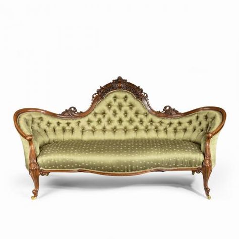 An elaborate Victorian shaped walnut sofa Wick Antiques Ltd Sofa Set Ideas, Royal Sofa Design, Royal Sofa Set, Classic Sofa Designs, Royal Sofa, Victorian Windows, Carved Sofa, Victorian Sofa, Walnut Sofa