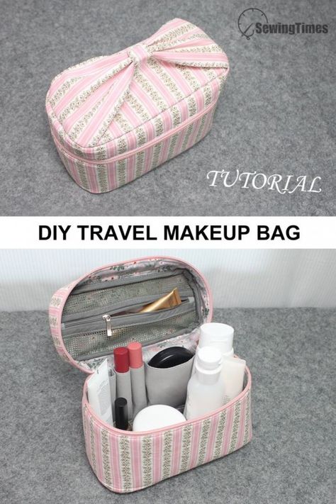 Seeing Makeup Bag, Diy Travel Makeup Bag, Travel Makeup Bag Sewing Pattern, Quilted Makeup Bag Sewing Pattern, Diy Cosmetics Bag, Diy Travel Bags, Makeup Bag Sewing Tutorial, Diy Makeup Bags Sewing, Travel Pouch Bag