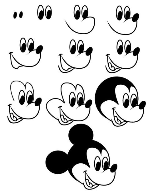 drawing mickey-mouse http://www.thedrawbot.com/drawing/drawing-mickey-mouse.html 디즈니 캐릭터, 얼굴 그리기, Seni 3d, 자수 디자인, Drawing Lessons, Drawing Tutorials, Disney Drawings, Step By Step Drawing, Doodle Drawings