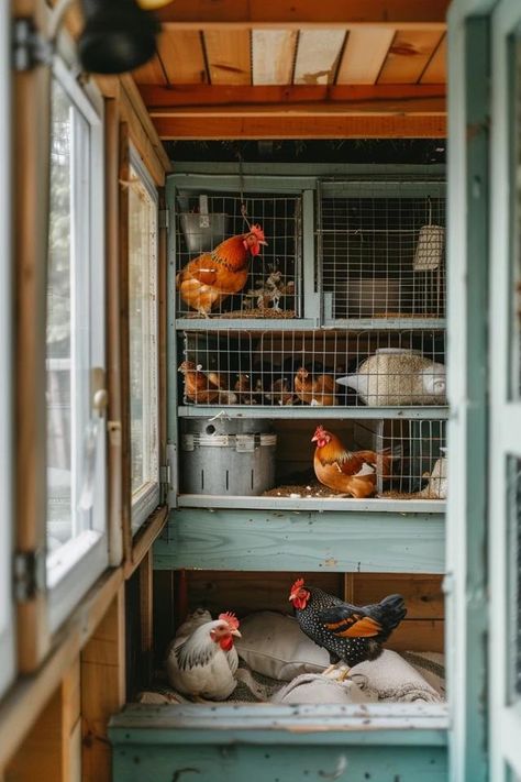 Creative Inside Chicken Coop Ideas &amp; Tips Chicken Hutch Ideas, Boho Chicken Coop, Inside Chicken Coop Ideas, Interior Chicken Coop Ideas, Chicken Coop Layout Inside, Inside Of Chicken Coop Ideas, Chicken Coop Decorating Ideas, Chicken Coop Interior Ideas, Inside Chicken Coop Designs