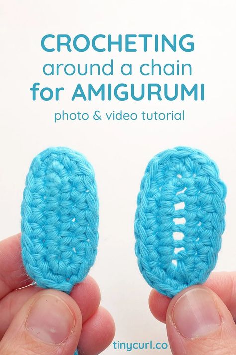 The BEST way to Crochet around a Chain for Amigurumi - Tiny Curl Crochet Crochet Minitures Free Pattern, Embroidery On Amigurumi, Noses Tutorial, Crochet Help, Paw Crochet, Amigurumi Tips, Tiny Curls, Crochet Chain Stitch, Dog Sweater Crochet Pattern