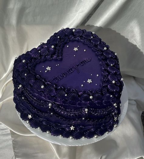 Purple 21st Birthday, Gothic Birthday Cakes, Gothic Cake, Purple Cakes Birthday, Vintage Birthday Cakes, 21st Cake, Purple Cakes, Iridescent Purple, 21st Birthday Cake