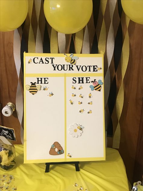 What It Bee Gender Reveal, What Will I Bee Gender Reveal, Bee Hive Gender Reveal Ideas, What'll It Bee Gender Reveal, Gender Theme Ideas, He She What Will It Bee Gender Reveal, Who Will It Bee Gender Reveal, Gender Reveal Bee Ideas, Bees Gender Reveal Ideas