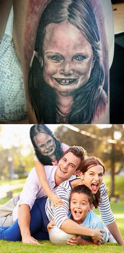 When your bad portrait tattoo comes to life. Bad Portrait Tattoos, Tattoos Gone Wrong, Terrible Tattoos, Creepy Tattoos, Tattoo Fails, Bad Tattoos, Funny Tattoos, Humor Grafico, 웃긴 사진