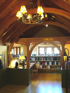 Hobbit House Interior, Casa Hobbit, Rustic Home Offices, Traditional Home Office, Half Walls, Traditional Cottage, Hobbit House, Home Libraries, Creative Home