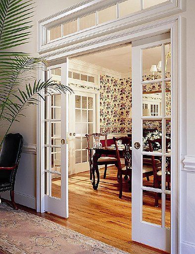 Dining room & Living area french doors Internal French Doors, Transom Windows, 아파트 인테리어, Hus Inspiration, French Doors Interior, Interior Barn Doors, Room Doors, Pocket Doors, A Living Room