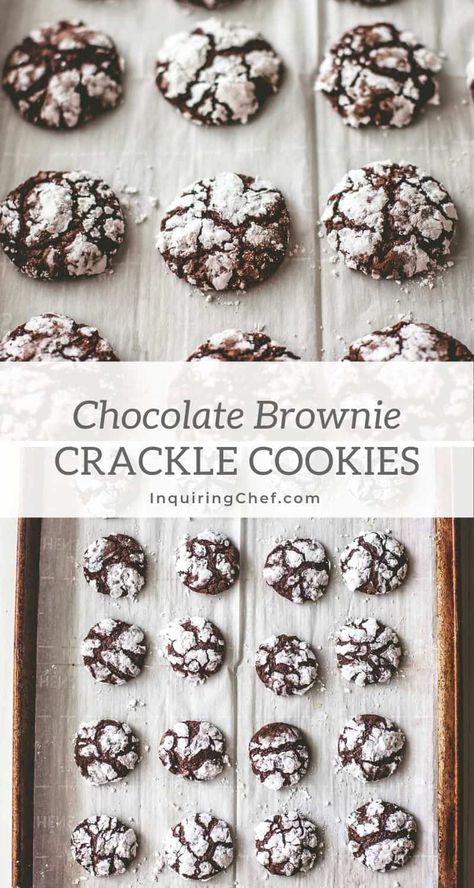 Bulk Cookie Recipes, Chocolate Crackle Cookies, Cracked Cookies, Vegetarian Chocolate Cake, Nutella Chocolate Chip Cookies, Crackle Cookies, Easy Brownie, Chocolate Crackles, Chocolate Crinkle