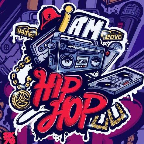 Hop Tattoo Ideas, Hip Hop Tattoo Ideas, Hip Hop Art Graffiti, Hip Hop Background, Hip Hop Illustration, Hop Tattoo, Hip Hop Tattoo, Hiphop Graffiti, Hip Hop Logo