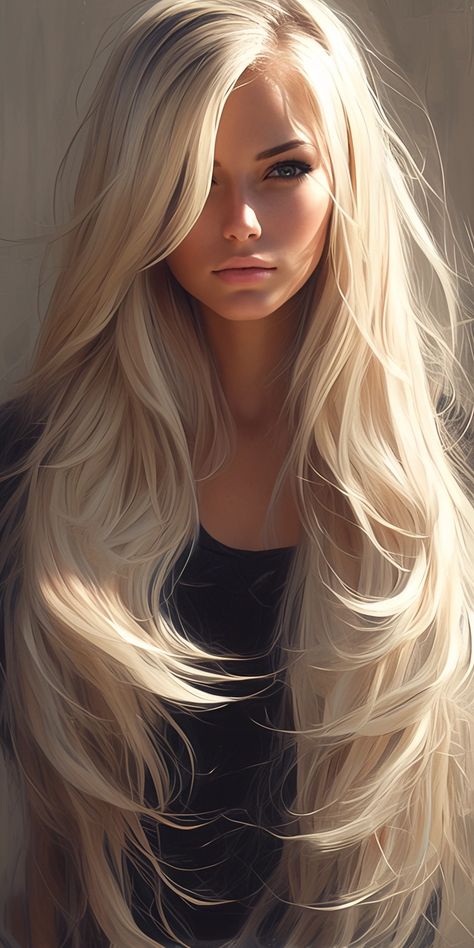 Created with Midjourney Ai #Character #Fantasy #Anime #cartoon #cyberpunk #sci-fi Fesyen Rambut, Long Blonde, Anime Hair, Long Blonde Hair, American Beauty, Blonde Beauty, Digital Art Girl, Medium Length Hair Cuts, Cortes De Cabello Corto